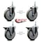 Service Caster 5 Inch Gray Polyurethane 38 Inch Threaded Stem Caster Set 2 Brakes SCC SCC-TS20S514-PPUB-381615-2-PLB-2 - alternate 4